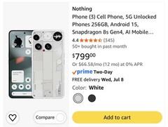 Nothing Phone (3) Cell Phone, 5G Unlocked Phones 256GB, Snapdragon 8s Gen4