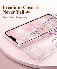 iPhone 17e Case & iPhone 16e Case, Floral Shockproof Protective Clear Phone Case