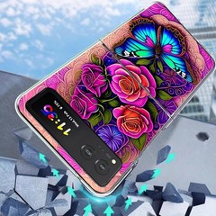 Case for Motorola Razr 2023, Blue Butterfly Flowers Rose Anti-Scratch Hard Cover