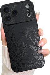 Case for iPhone 17 Pro Max Black Floral Flower Pattern Print Design Soft TPU Cov