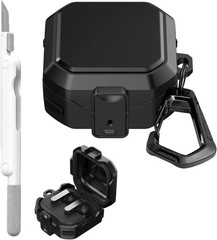 Rugged Hard Shell Cover Protective Case for Galaxy Buds 4 & Buds 4 Pro, Black