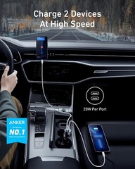 40W 2-Port USB C Car Charger, PowerIQ 3.0 Adapter for iPhone 17, Galaxy S