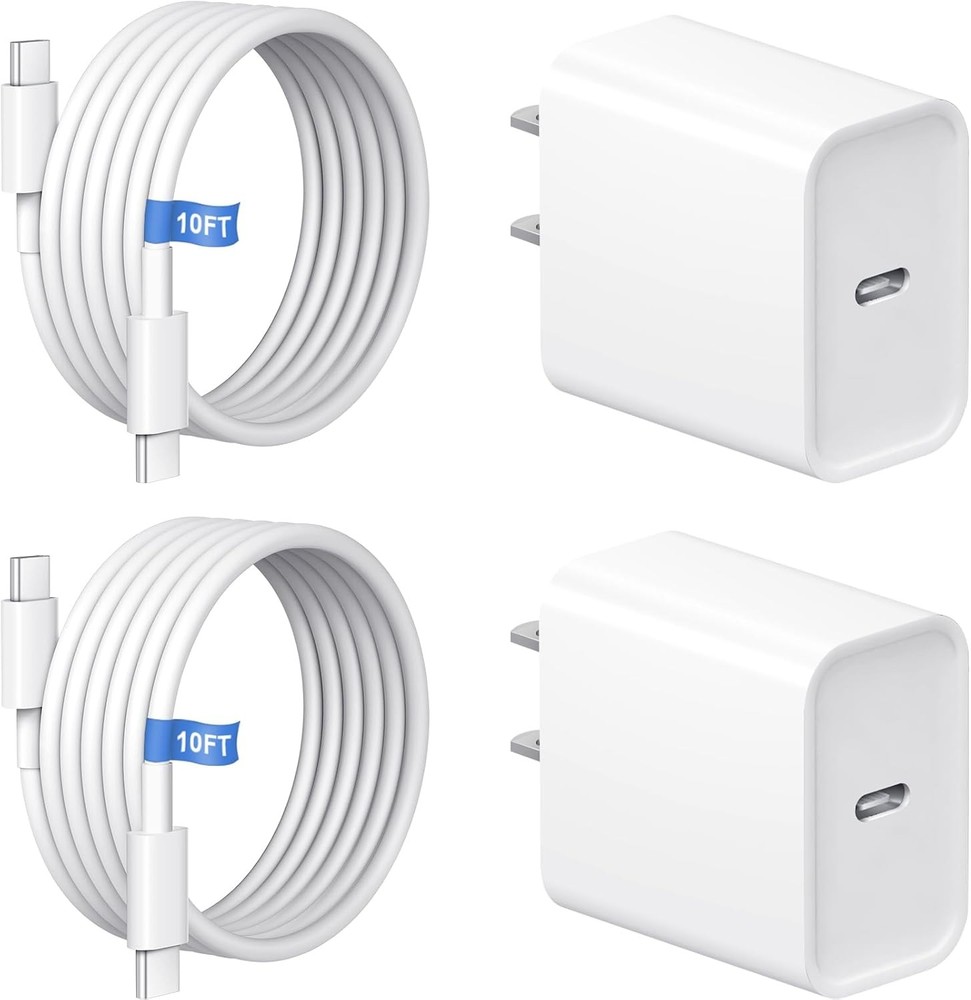 20W USB-C Fast Charger Block for iPhone 17/17 Pro Max 10FT Cable