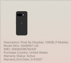 Google Pixel 9a 128GB T-Mobile Only Obsidian Black #H218