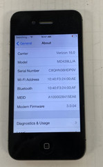 Apple iPhone 4 iOS 6 Verizon CDMA A1349 (black) 0722-12T