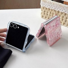 Wave Butterfly Case for Samsung Galaxy Z Flip 7 5G, Cute Shiny Glitter Cover