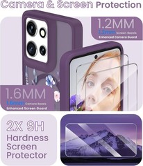 Motorola Moto G Power 5G 2025/2026 Floral Phone Case with Screen Protector, Blue