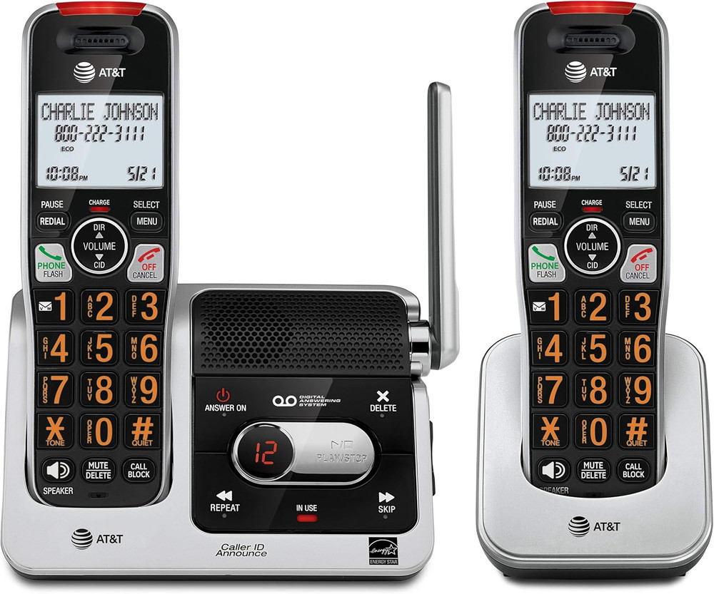 BL102-2 DECT 6.0 2-Handset Cordless Phone for Home with Answering Machine, Call