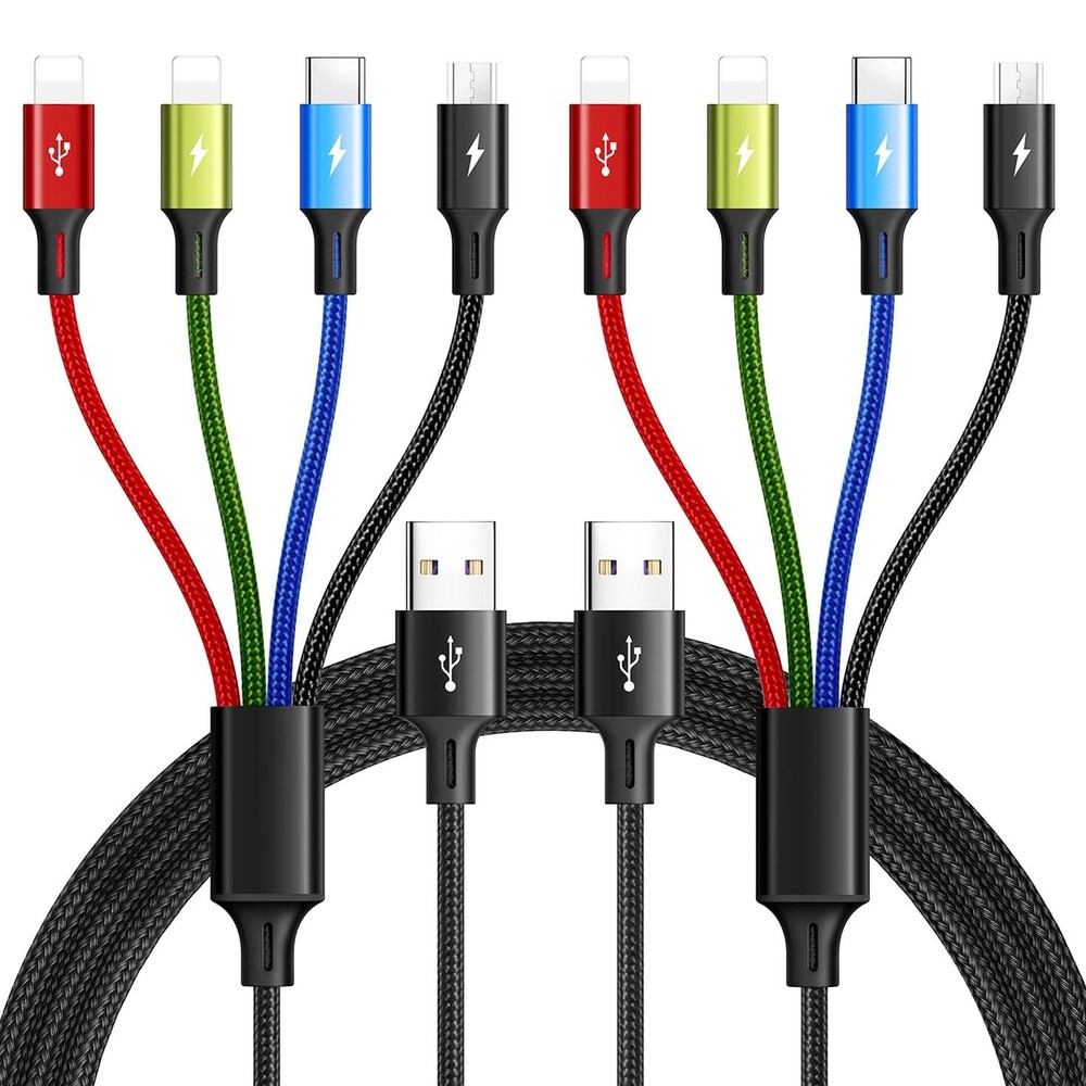 2 Pack 3.5A Fast Charging Cable for iPhone Series & Samsung Galaxy 4Ft