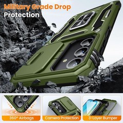 Galaxy A16 5G Phone Case with 2 PCS HD Screen Protector and Kickstand, Olive Gre