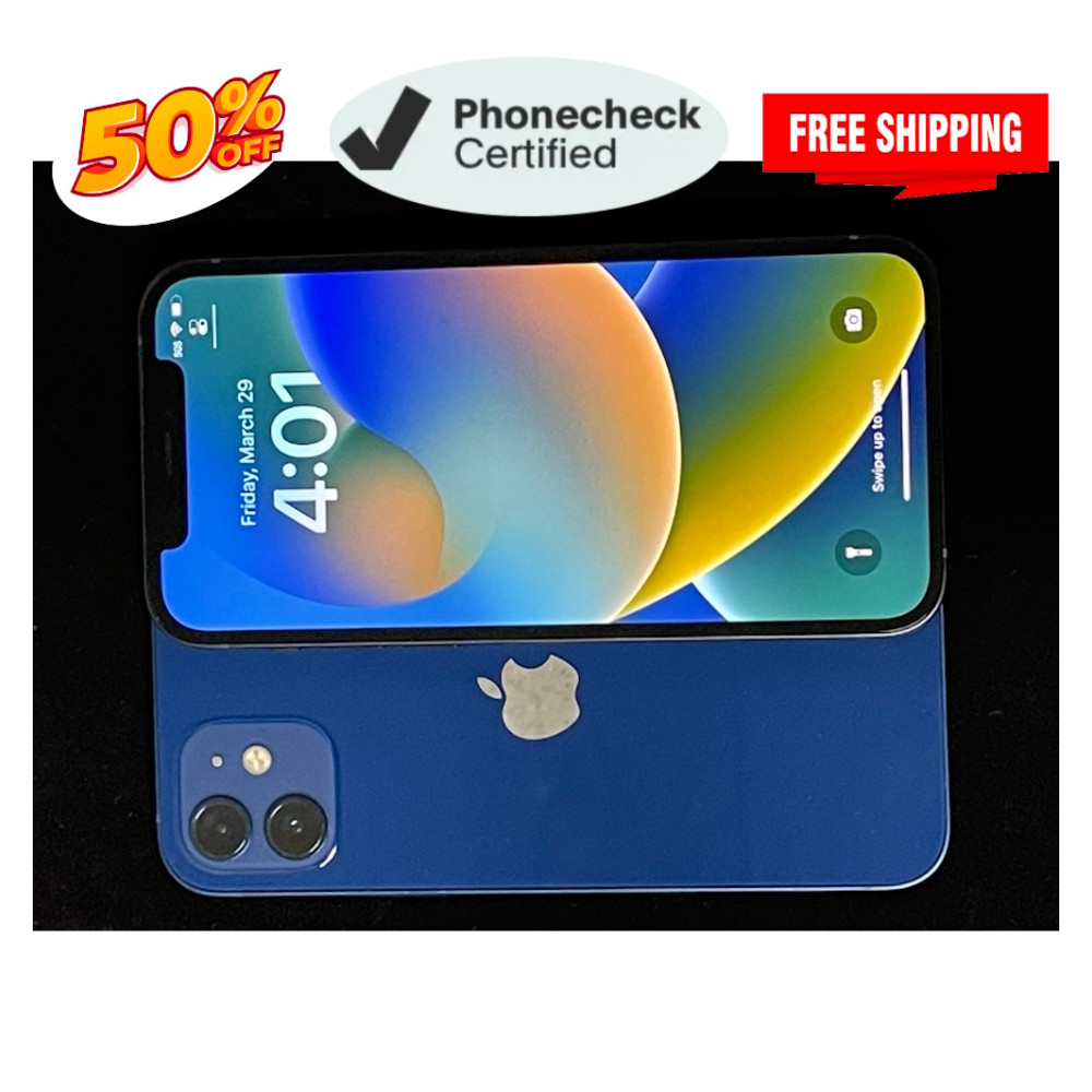 Apple iPhone 12 5G Unlocked – T-Mobile/Verizon, 64GB/128GB, Black/Blue/Red