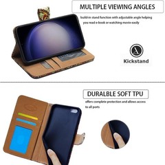Leather Flip Wallet Case with Colorful Dragonfly Design for Google Pixel 6a