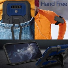 For LG K51 Case with Tempered Glass Protection Screen Holster Belt Swivel Clip