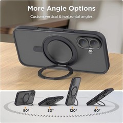 Stand Case for iPhone 17 Case with Screen Protector, 360° Rotatable Ring Kicksta