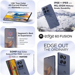 Motorola Edge 60 Fusion 5G (Slipstream 256GB 12GB RAM) 6.67 ” Global Version.