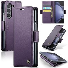 PU Leather Wallet Flip Folio Case for Samsung Galaxy Z Fold 6 5G, Purple RFID