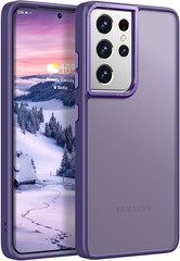 Samsung Galaxy S21 Ultra Case, Translucent Frosted Matte Purple Shockproof Cover