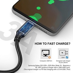 5-Pack 3FT USB-C Fast Charger Adapter for iPhone 15/16 & Samsung Galaxy S20