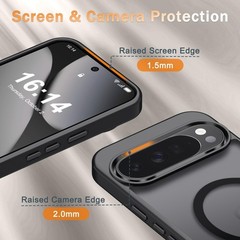 YENAPOON Black Matte Magnetic Case for Google Pixel 10 Pro XL + Screen Protector