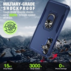 Heavy-Duty Dark Blue Phone Case for Samsung Galaxy S25 FE + 2X Tempered Glass Pr