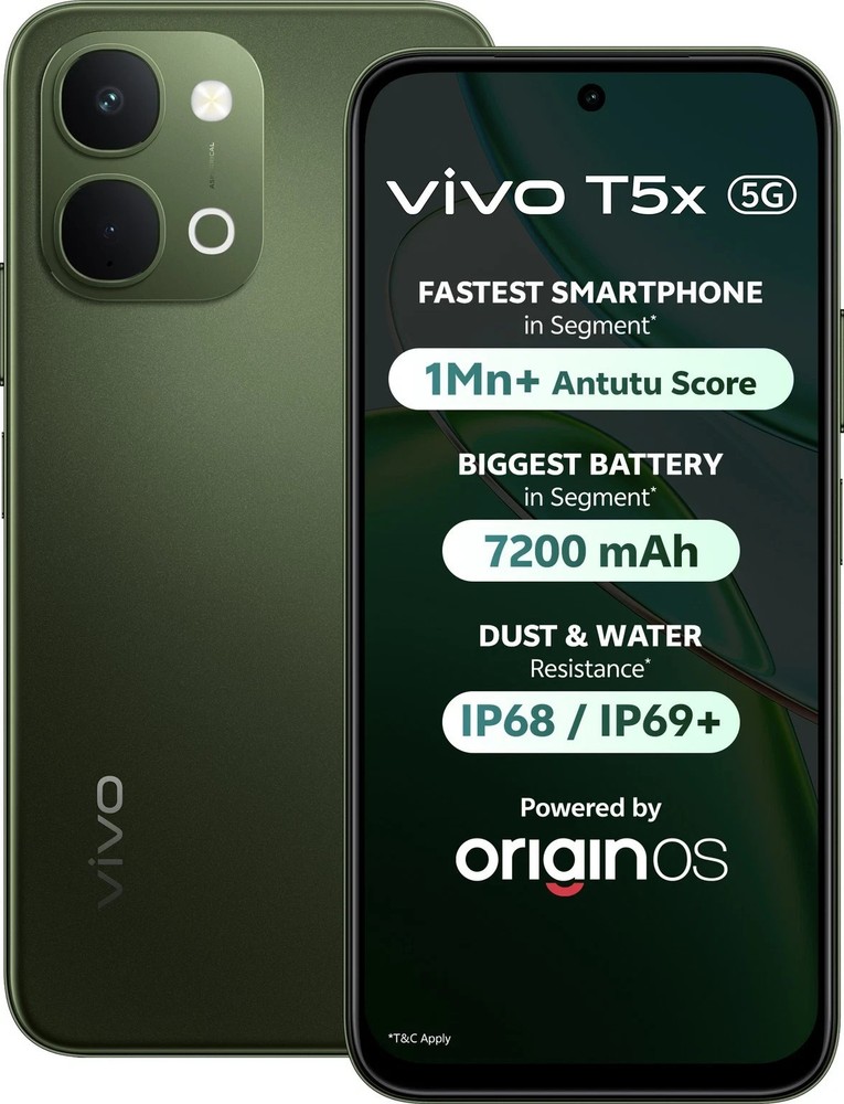 vivo T5x 5G (Green, 256GB 8GB RAM) Dimensity 7400-Turbo 6.76″ Global Version