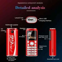 Fashion Coke Pepsi Design Mini Unlocked Dual Sim Bluetooth Mobile Phone Camera