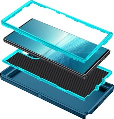 Heavy Duty Shockproof Dust Drop Proof Case for Galaxy S24 Ultra Turquoise 78 Cha