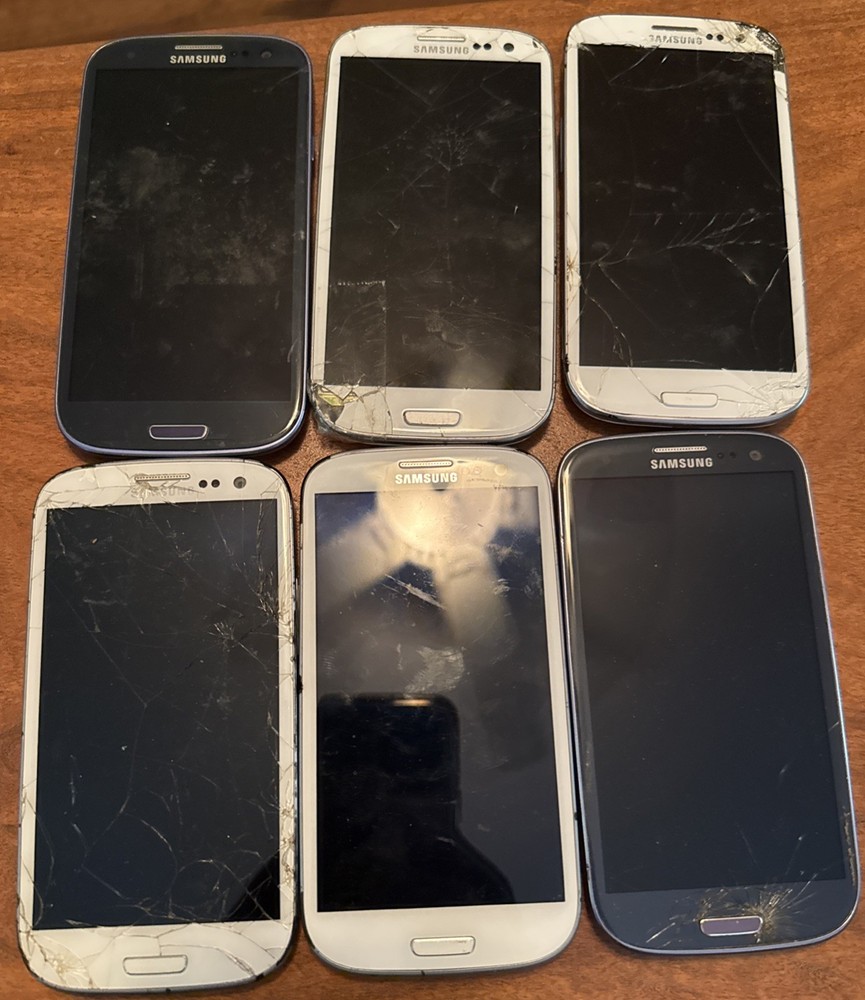 Samsung Lot of 6 Galaxy S3 16GB Fast Ship Fair Used Parts NO Power Cracked