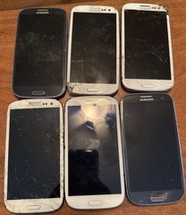 Samsung Lot of 6 Galaxy S3 16GB Fast Ship Fair Used Parts NO Power Cracked