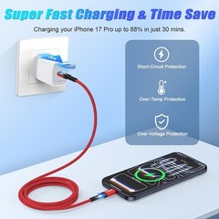 240W USB-C Fast Charger Cable for Samsung Galaxy S26, Pixel 10 Pro 10ft