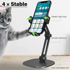Phone Stand for Desk Adjustable Height 360 Degree Rotation Thick Case Friendly
