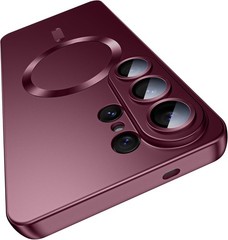 Samsung Galaxy S26 Ultra Magnetic Case, Burgundy Red Slim Matte Cover with Lens