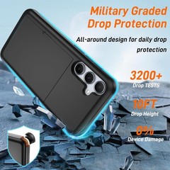 Samsung Galaxy A55 5G Case with Card Holder Dual Layer Heavy Duty Protective Cov