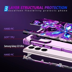 Three Layer Heavy Duty Shockproof Case for Galaxy S23 Ultra 5G, Glow in Dark