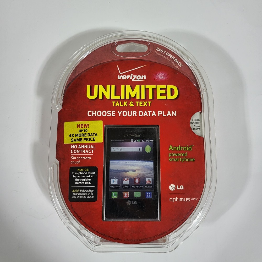 LG Optimus Zone VS410PP Verizon Wireless No Contract Android Smartphone NEW