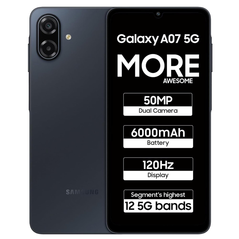 Samsung Galaxy A07 5G Smartphone (Black, 6GB RAM 128GB Storage) Factory Unlocked