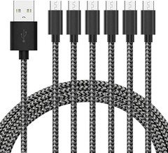 6-Pack 5ft Micro USB Fast Charger Cable for Android, Samsung, LG, Nexus