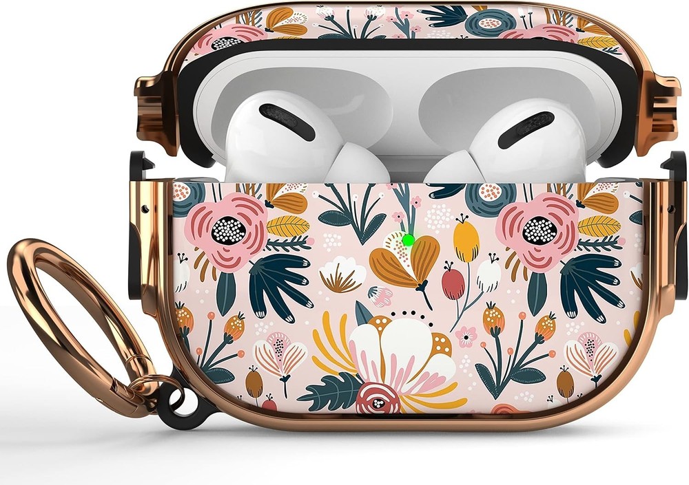 Flower AirPods Pro 2 Case Lock Protective Hard Cute AirPod Pro Cover with Keycha