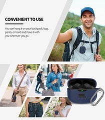 Silicone Case Cover for JBL Vibe Beam 2, Vibe Beam & 200TWS with Carabiner – Blu