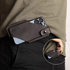 Belt Clip Leather Phone Holster for iPhone 15 Pro Max/Plus & Galaxy S25/S24 Ultr