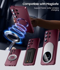 Samsung Galaxy S26 Ultra Magnetic Case, Burgundy Red Slim Matte Cover with Lens