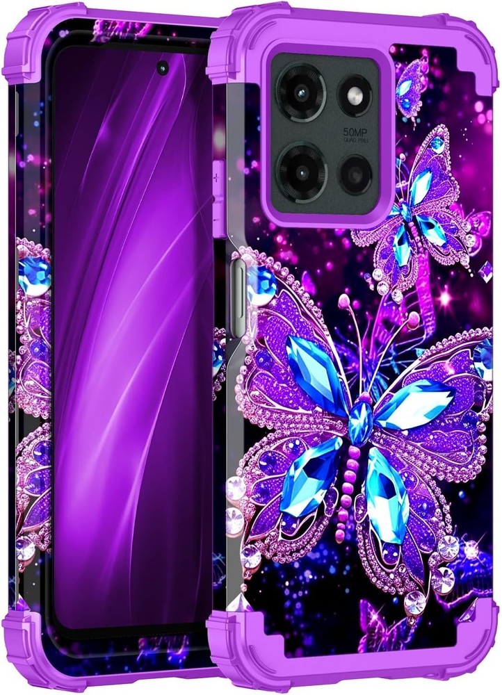 Three Layer Heavy Duty Case for Moto G 5G 2025, Glow in The Dark, Shockproof