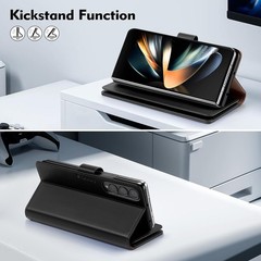 RFID Blocking PU Leather Wallet Case for Samsung Galaxy Z Fold 4, Card Holder, B