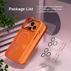 Translucent Matte Orange iPhone 17 Pro Max Case, Military Grade Shockproof Cover