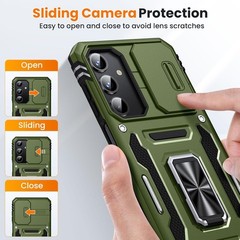 Galaxy A16 5G Phone Case with 2 PCS HD Screen Protector and Kickstand, Olive Gre