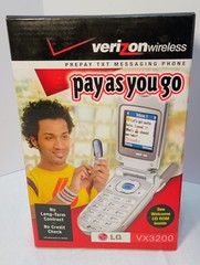 Vintage VX3200 Verizon Prepaid Flip Phone Silver/Blue TXT Messaging Untested