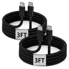 USB C to C Charger Cable 60W Fast Charging Braided Nylon Type C Cord 3FT 2-Pack