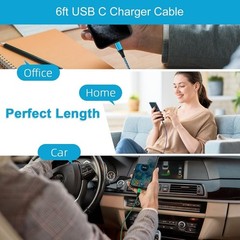 2 Pack 3.1A USB Type-C Fast Charger for Samsung Galaxy S24/S26 Ultra 6FT