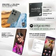 MOTOROLA Moto Edge 60 Pro 5G-Factory Unlocked Dual SIM-8GB 256GB-Pantone Shadow