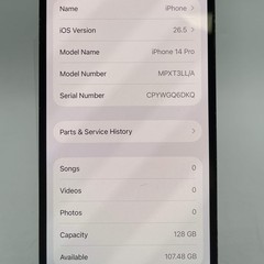 Broken Unlocked Apple iPhone 14 Pro 128GB MPXT3LL/A Back Cracked